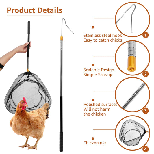 Retractable Chicken Catcher Set – Poultry Leg Hook & Net