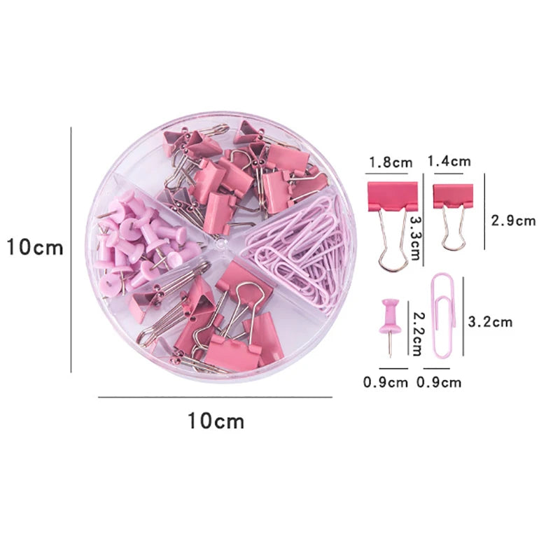 Pastel Binder Clips & Paper Clips Set