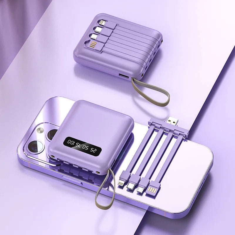 20000mAh Portable Power Bank with Built-in Cables