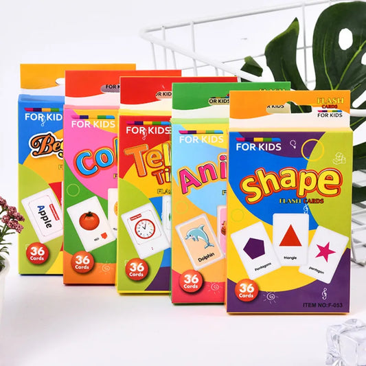 36Pcs Kids Cognition Card Shape Animal Colors Teaching English