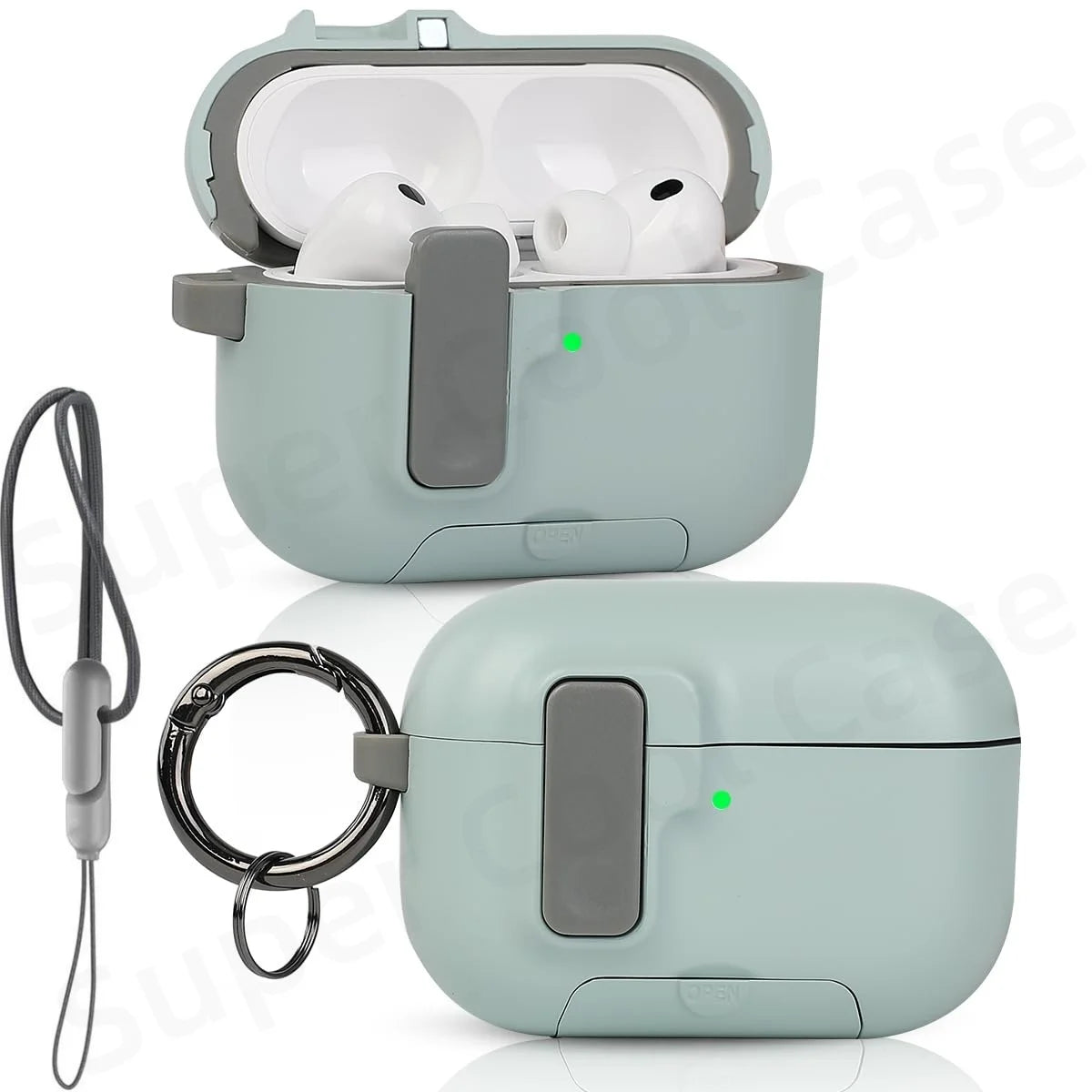 AirPods Pro 3 Protective Case with Secure Lock, Phone Stand & Lanyard