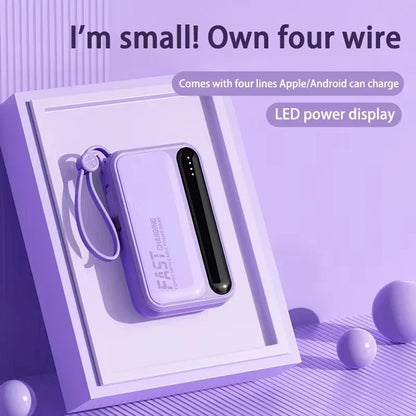Portable Power Bank with Built-In Charging Cables