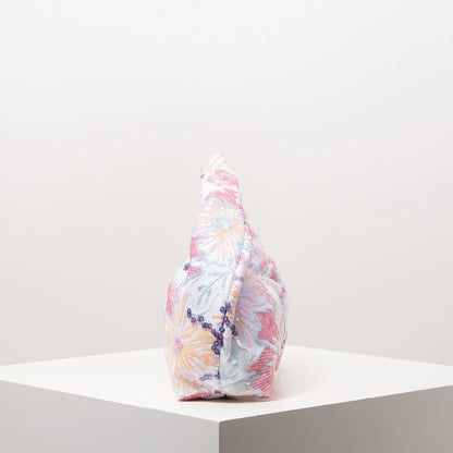 Floral Sequin Half-Moon Evening Bag