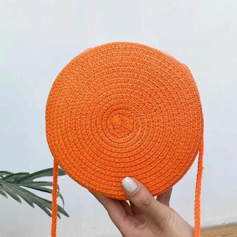 Round Straw Crossbody Bag
