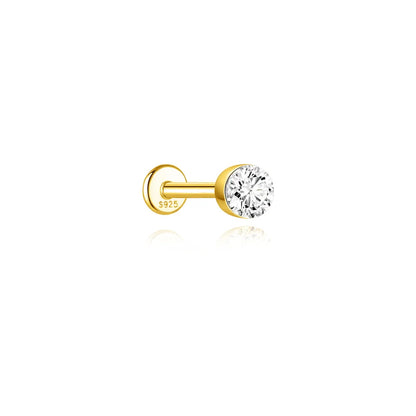 925 Sterling Silver Round Moissanite Stud Earring