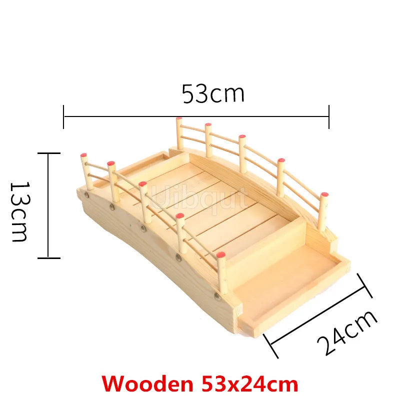 Japanese Wooden Sushi Bridge Serving Platter