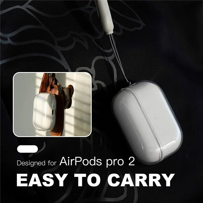 Clear TPU AirPods Protective Case with Lanyard