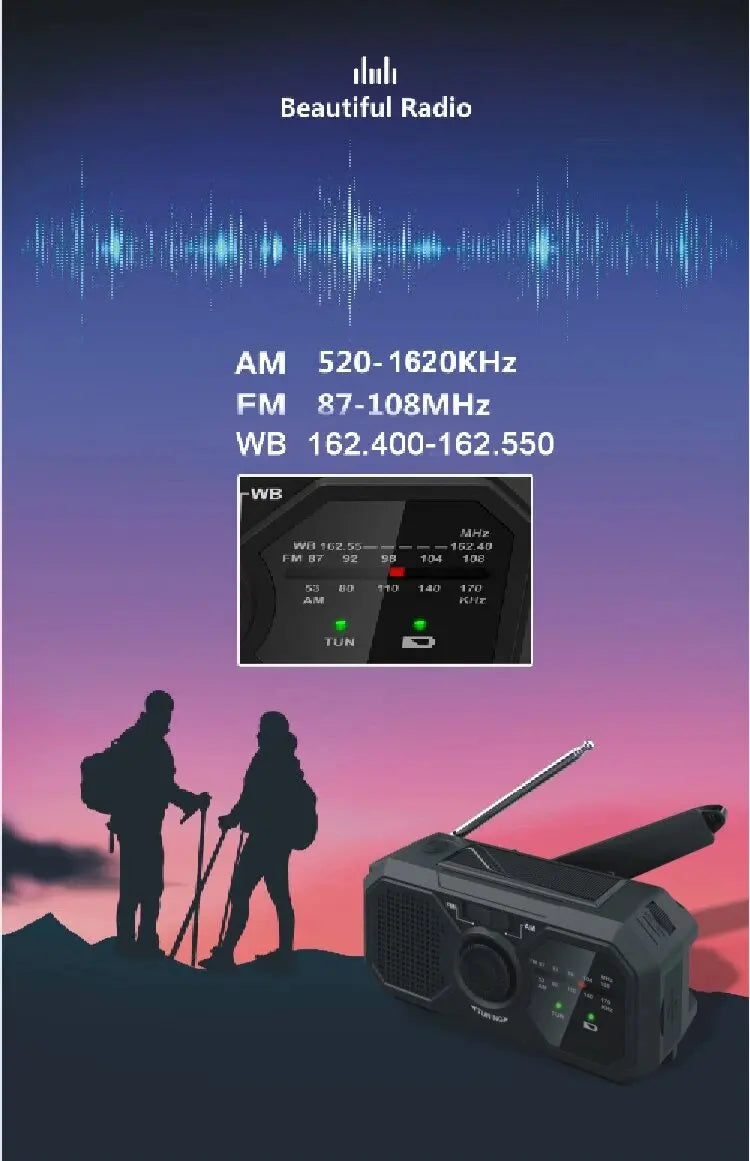 Solar Emergency Radio with Hand Crank & Power Bank