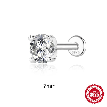925 Sterling Silver Round Moissanite Stud Earring