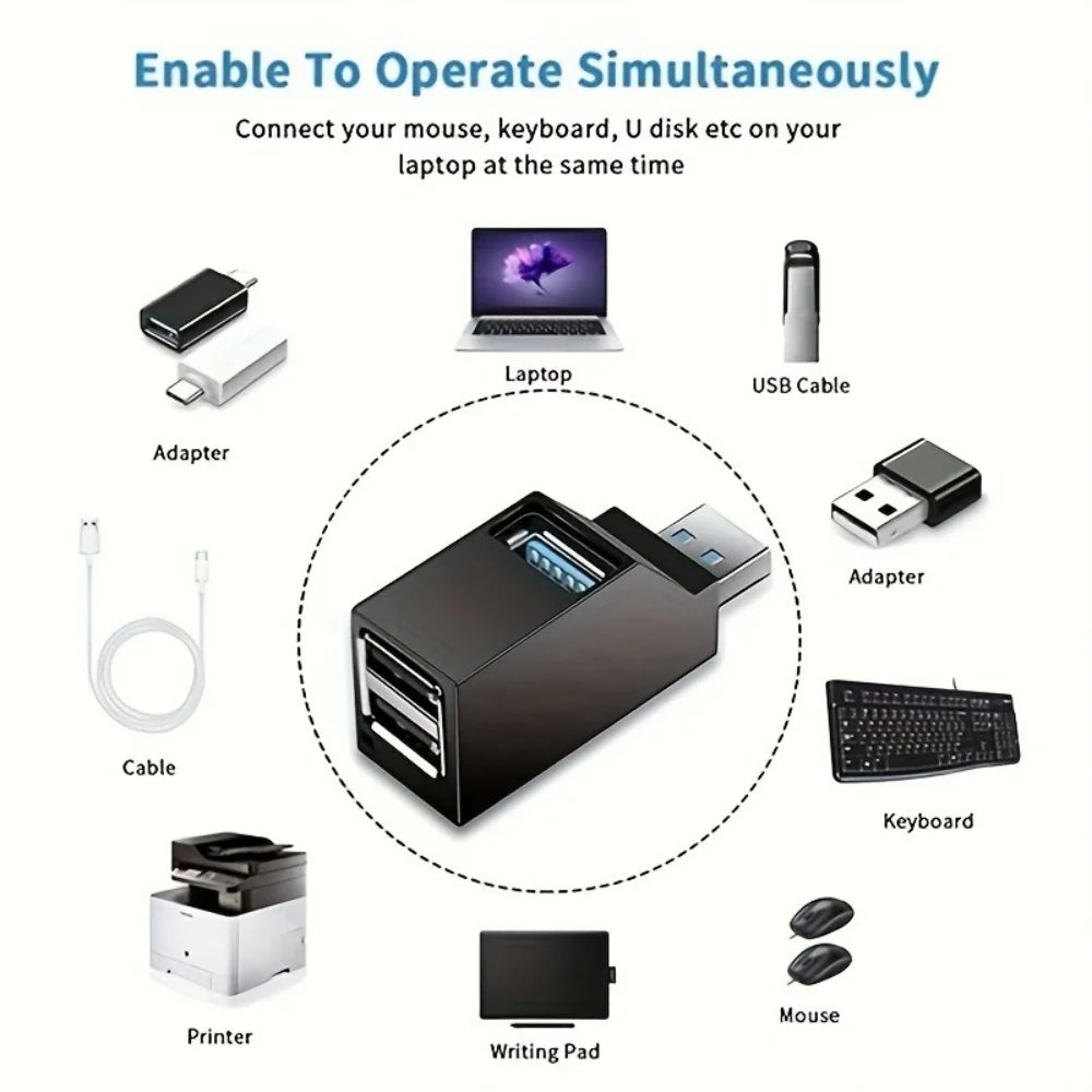 USB 3.0 Mini Hub Adapter – 3-Port Expansion