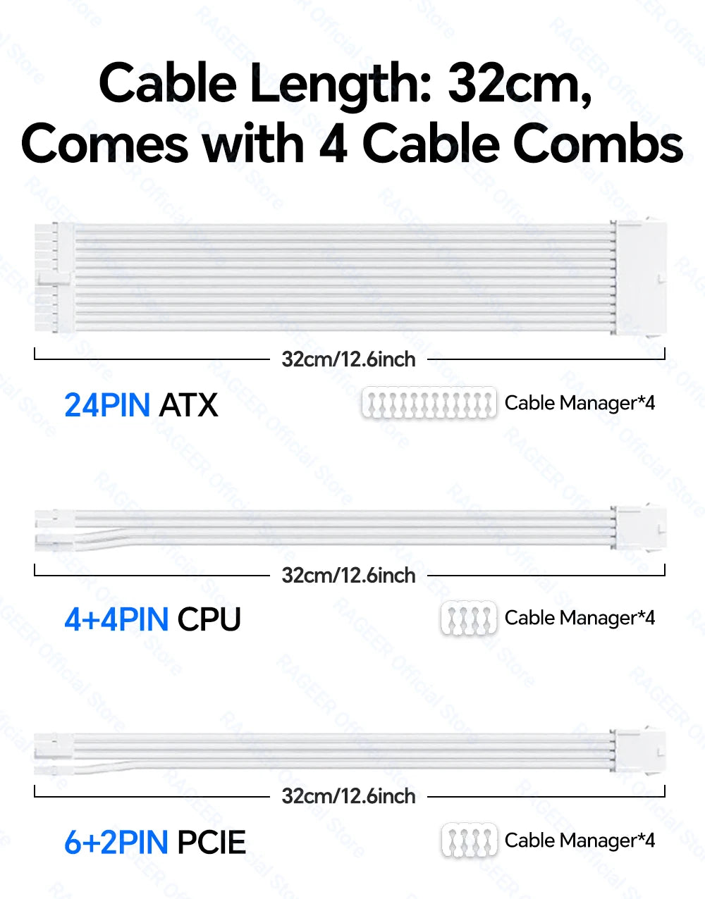 18AWG ATX PCIe & CPU PSU Extension Cable Set