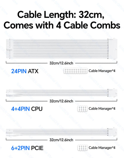 18AWG ATX PCIe & CPU PSU Extension Cable Set
