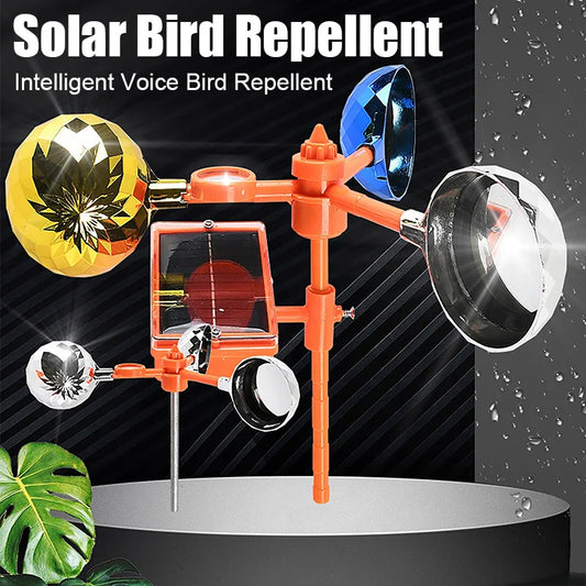 Solar Powered Bird Repeller with 360° Rotating Reflector