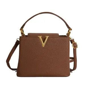 Buckled Leather Shoulder Handbag