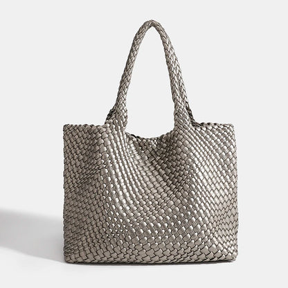 Woven PU Leather Tote Bag with Coin Purse