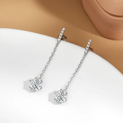925 Sterling Silver Moissanite Tassel Earrings