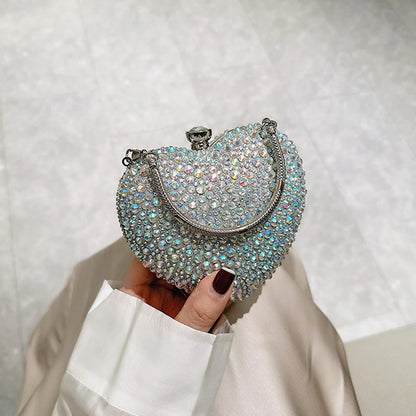 Luxury Heart Crystal Rhinestone Evening Clutch Bag