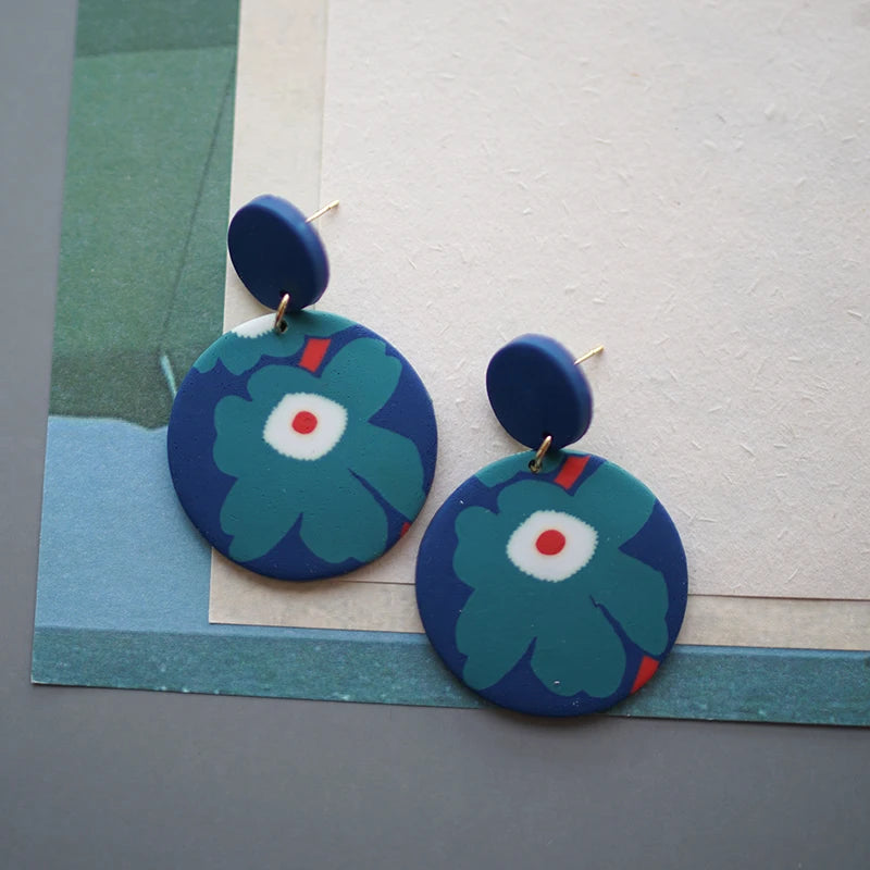 Flower Abstract Art Deco Pattern Earrings