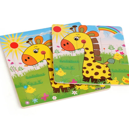 Wooden Animal Puzzle Set for Kids – 4 or 6 Pieces