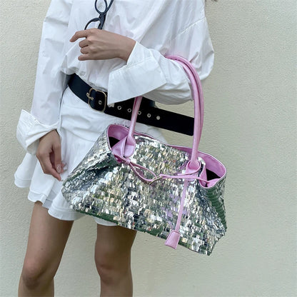 Sequined Underarm Shoulder Tote Bag