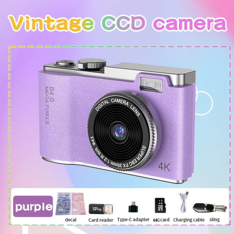 4K Digital Camera with 48MP Autofocus & 64GB SD Card