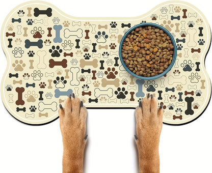 Non-Slip Diatom Mud Dog Feeding Mat with Paw Print Design