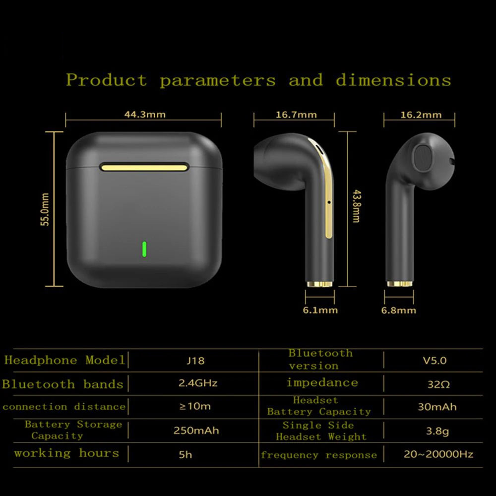 J18 TWS Wireless Bluetooth Earbuds