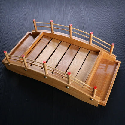Japanese Wooden Sushi Bridge Serving Platter