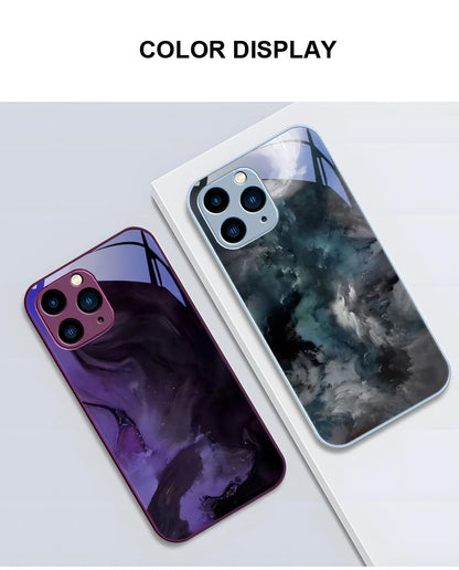 Tempered Glass Marble Effect iPhone Case