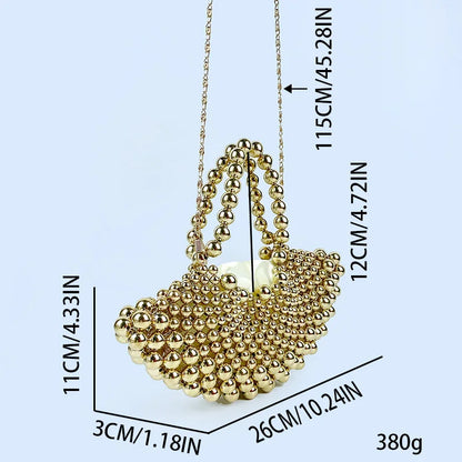 Handmade Beaded Fan-Shaped Evening Bag
