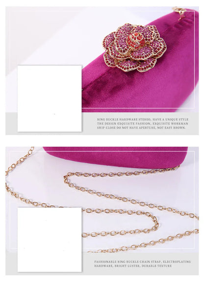 Diamonds Flower Velvet Evening Bag