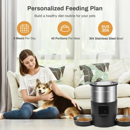 4.5L Smart Automatic Pet Feeder with Dual Stainless Steel Bowls