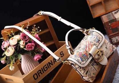 Vintage Graffiti Bear Top Handle Satchel Bag