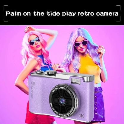 4K Digital Camera with 48MP Autofocus & 64GB SD Card