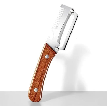 3-in-1 Stainless Steel Vegetable & Fruit Peeler with Oak Handle