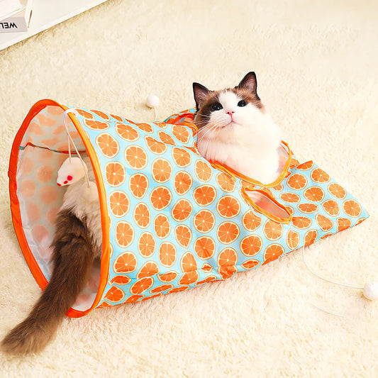 Collapsible Cat Tunnel Toy with Rattle & Teaser