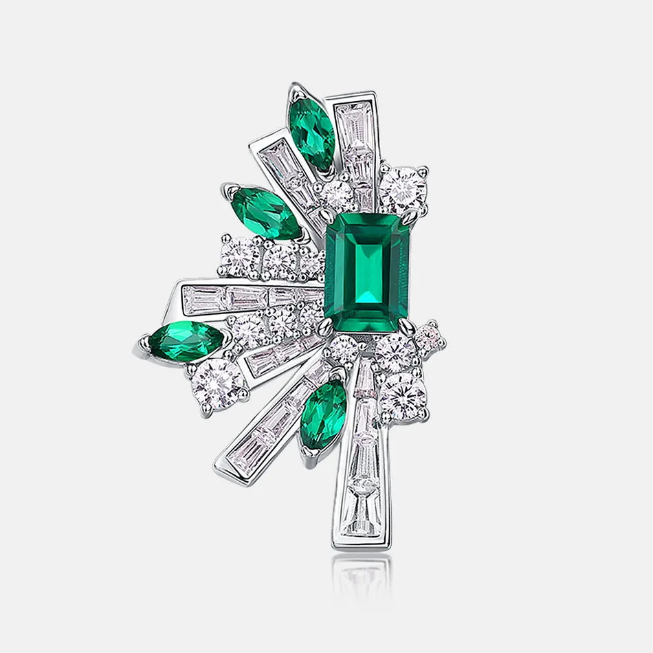 925 Silver Lab Emerald Wing Earrings