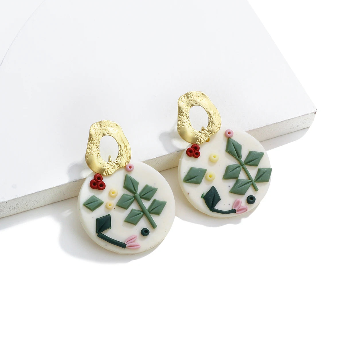 AENSOA  Colorful Painted Pattern Acrylic Drop Earrings