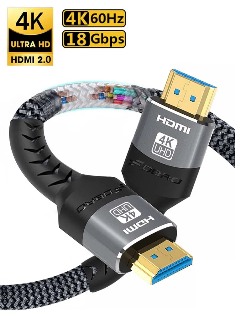 8K HDMI 2.1 Braided Cable – 48Gbps High Speed