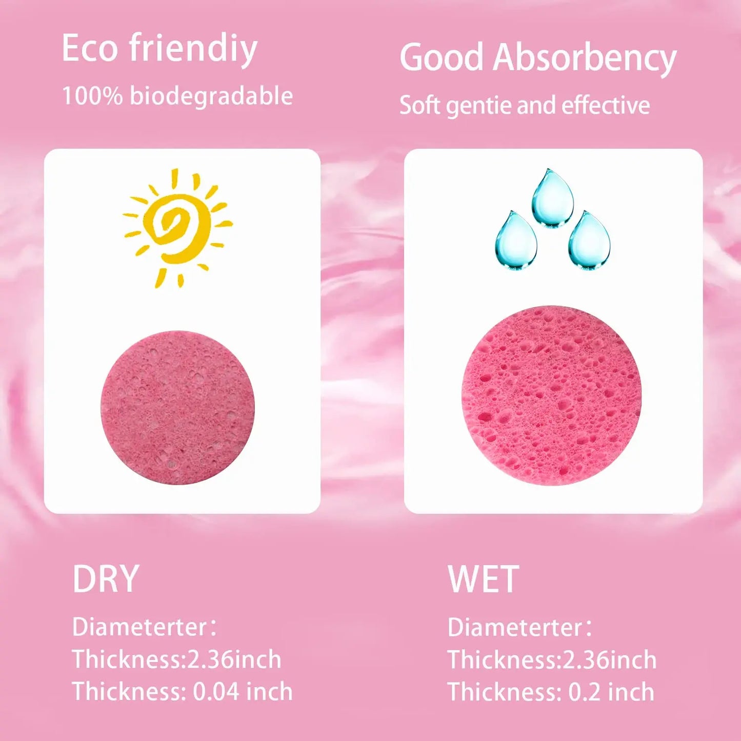 Natural Cellulose Facial Cleansing Sponges