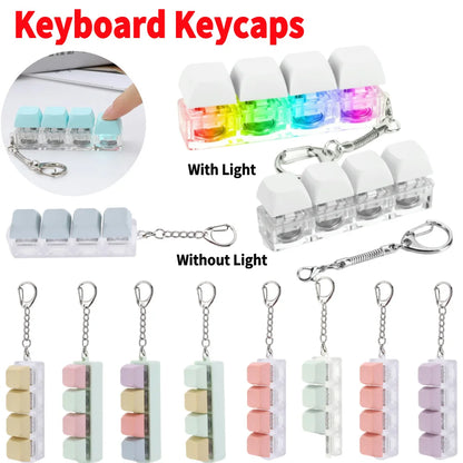 4-Key Keyboard Fidget Keychain with LED Light
