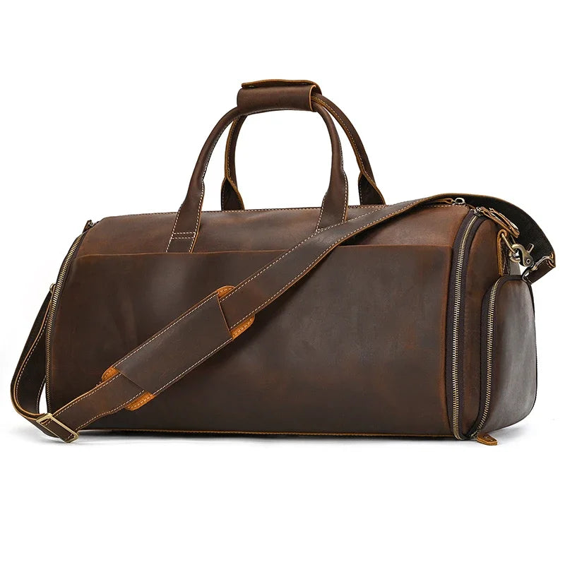 Crazy Horse Leather Travel Bag for Suits