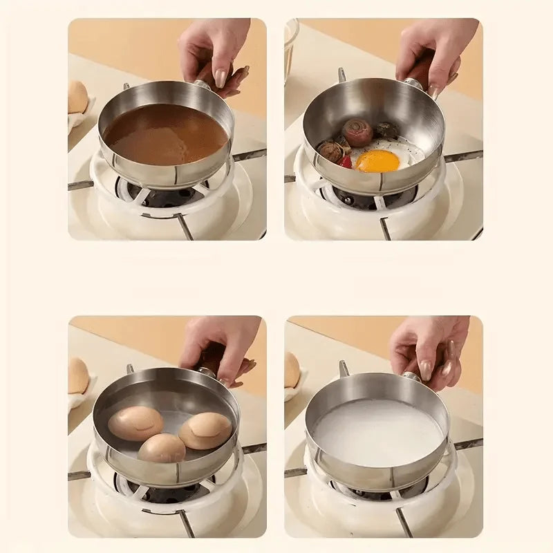 Stainless Steel Milk Pot with Wooden Handle