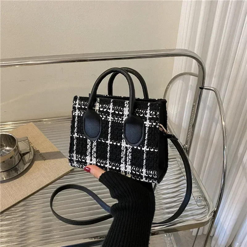 Women Mini Handbag – Plaid Shoulder & Crossbody Bag