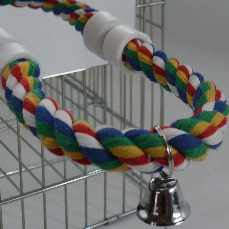 Parrot Activity Mirror & Cotton Rope Perch Toy