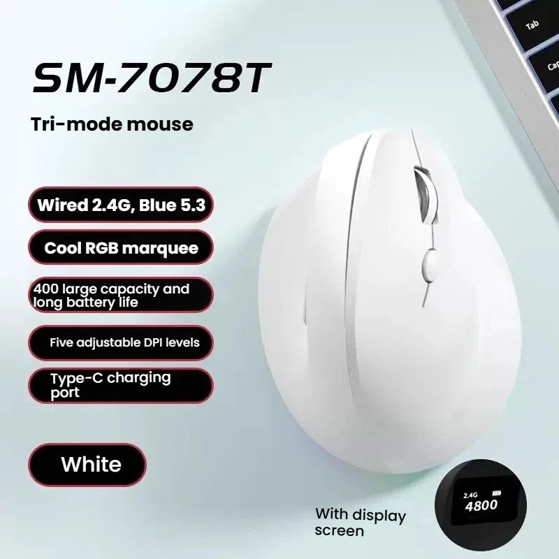 Triple-Mode Vertical Wireless Mouse