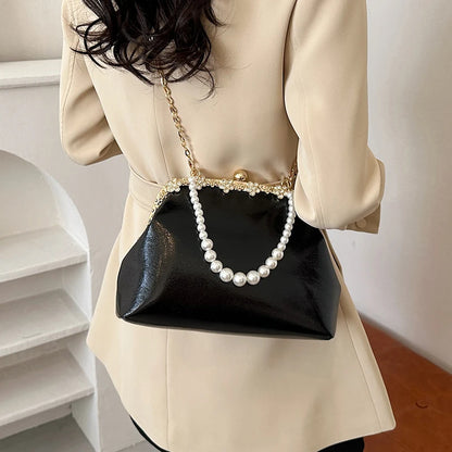 Luxury Pearl Chain Minaudière Shoulder Bag