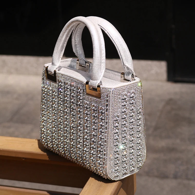 Crystal Inlaid Evening Satchel Bag