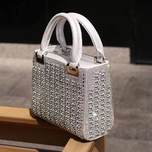Crystal Inlaid Evening Satchel Bag
