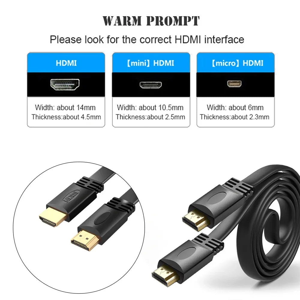 HDMI 1.4 Flat Cable – Gold Plated High-Speed HDMI Lead